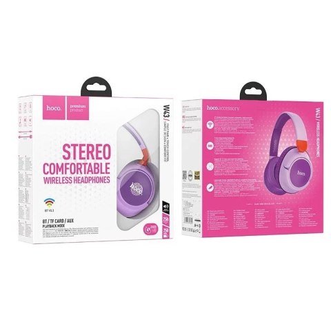 Hoco Słuchawki bezprzewodowe nauszne Bluetooth HOCO W43 Fioletowe Różowe Hoco Słuchawki bezprzewodowe nauszne Bluetooth HOCO W43 Fioletowe Różowe
