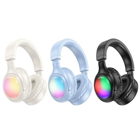 Hoco Słuchawki bezprzewodowe nauszne Bluetooth HOCO W48 LED RGB Czarne Hoco Słuchawki bezprzewodowe nauszne Bluetooth HOCO W48 LED RGB Czarne