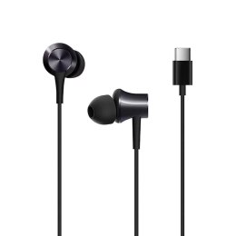 Xiaomi XIAOMI oryginalne słuchawki przewodowe Typ C z mikrofonem czarne Douszne