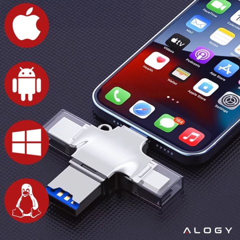 Alogy Czytnik kart SD Alogy SmartRead Pro 4w1 adapter USB3.0 do TF / Lightning / USB-C / micro USB Alogy Czytnik kart SD Alogy SmartRead Pro 4w1 adapter USB3.0 do TF / Lightning / USB-C / micro USB