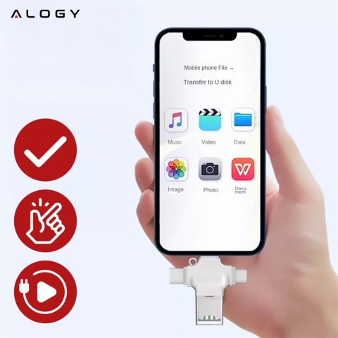 Alogy Czytnik kart SD Alogy SmartRead Pro 4w1 adapter USB3.0 do TF / Lightning / USB-C / micro USB Alogy Czytnik kart SD Alogy SmartRead Pro 4w1 adapter USB3.0 do TF / Lightning / USB-C / micro USB