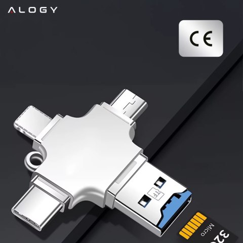 Alogy Czytnik kart SD Alogy SmartRead Pro 4w1 adapter USB3.0 do TF / Lightning / USB-C / micro USB Alogy Czytnik kart SD Alogy SmartRead Pro 4w1 adapter USB3.0 do TF / Lightning / USB-C / micro USB