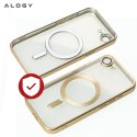 Alogy Etui do Apple iPhone 16e Alogy LuxeShield™️ Glamour Luxury Ring obudowa do MagSafe z osłoną aparatów Złote