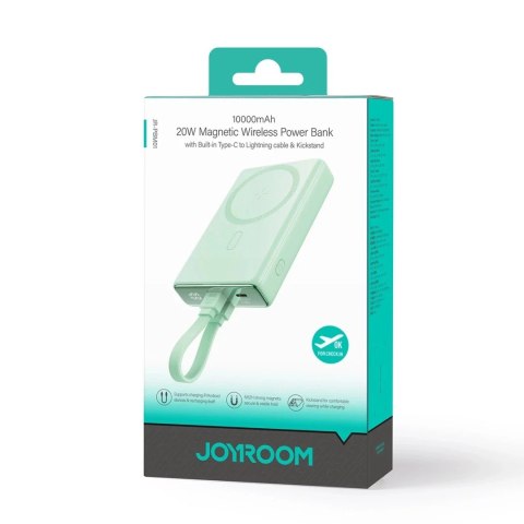 Joyroom Powerbank 10000mAh Joyroom JR-PBM01 20W MagSafe z podstawką zielony Joyroom Powerbank 10000mAh Joyroom JR-PBM01 20W MagSafe z podstawką zielony
