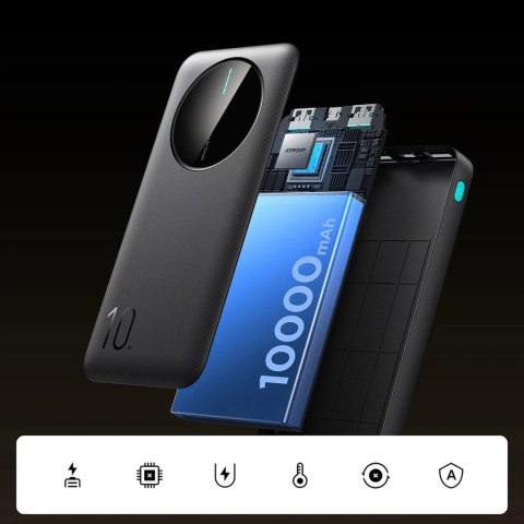 Joyroom Powerbank Joyroom 10000mAh 12W 3 porty USB szybkie ładowanie czarny Joyroom Powerbank Joyroom 10000mAh 12W 3 porty USB szybkie ładowanie czarny