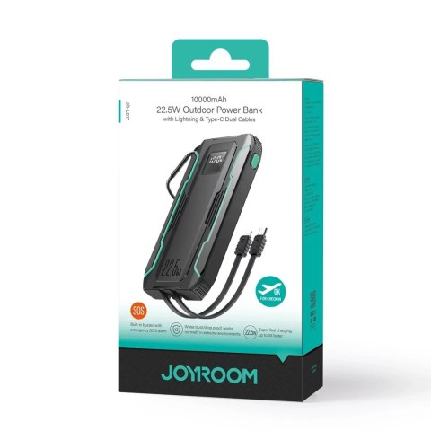 Joyroom Powerbank Joyroom 10000mAh 22.5W z kablami USB-C i Lightning czarny Joyroom Powerbank Joyroom 10000mAh 22.5W z kablami USB-C i Lightning czarny