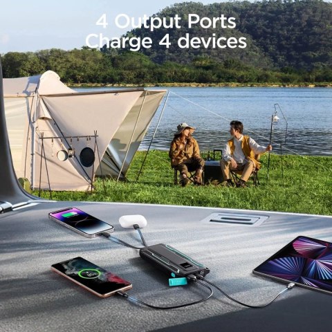 Joyroom Powerbank Joyroom 10000mAh 22.5W z kablami USB-C i Lightning czarny Joyroom Powerbank Joyroom 10000mAh 22.5W z kablami USB-C i Lightning czarny