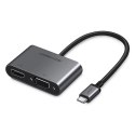 UGreen Adapter Ugreen CM162 USB-C HDMI VGA USB-A 3.0 PD 100W 4K Szary