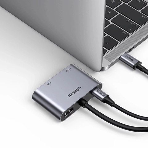 UGreen Adapter Ugreen CM162 USB-C HDMI VGA USB-A 3.0 PD 100W 4K Szary UGreen Adapter Ugreen CM162 USB-C HDMI VGA USB-A 3.0 PD 100W 4K Szary