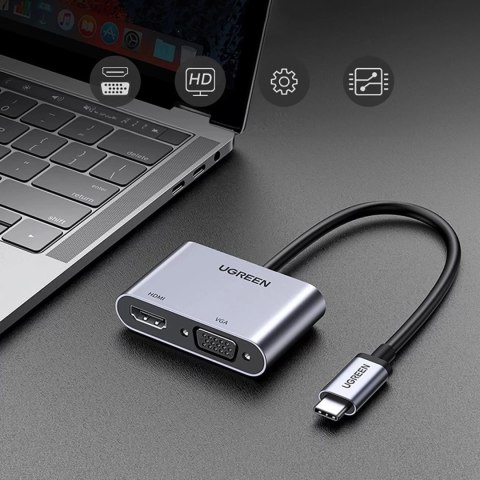 UGreen Adapter Ugreen CM162 USB-C HDMI VGA USB-A 3.0 PD 100W 4K Szary UGreen Adapter Ugreen CM162 USB-C HDMI VGA USB-A 3.0 PD 100W 4K Szary