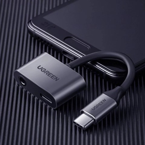 UGreen Adapter Ugreen CM193 USB-C do mini jack 3.5 mm + USB-C Ładowanie Szary UGreen Adapter Ugreen CM193 USB-C do mini jack 3.5 mm + USB-C Ładowanie Szary
