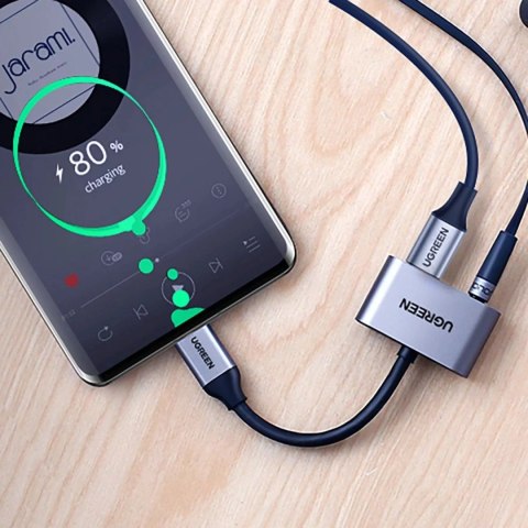 UGreen Adapter Ugreen CM193 USB-C do mini jack 3.5 mm + USB-C Ładowanie Szary UGreen Adapter Ugreen CM193 USB-C do mini jack 3.5 mm + USB-C Ładowanie Szary