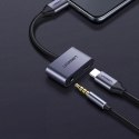 UGreen Adapter Ugreen CM193 USB-C do mini jack 3.5 mm + USB-C Ładowanie Szary