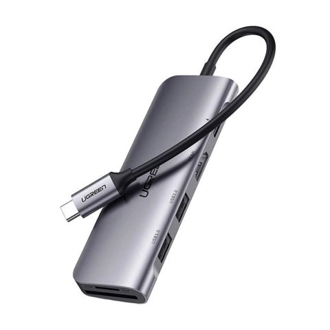 UGreen Adapter Ugreen CM195 USB-C HDMI USB-A SD TF PD 100W Hub 6w1 Szary UGreen Adapter Ugreen CM195 USB-C HDMI USB-A SD TF PD 100W Hub 6w1 Szary