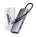 UGreen Adapter Ugreen CM195 USB-C HDMI USB-A SD TF PD 100W Hub 6w1 Szary