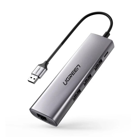 UGreen Adapter Ugreen CM266 USB-A 3.0 RJ45 3x USB-A micro USB Hub 5w1 Szary UGreen Adapter Ugreen CM266 USB-A 3.0 RJ45 3x USB-A micro USB Hub 5w1 Szary