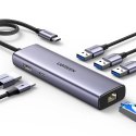 UGreen HUB 6w1 Ugreen CM512 USB-C HDMI RJ45 3xUSB-A PD 100W Szary