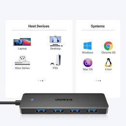 UGreen HUB Ugreen CM219 USB-A 4xUSB 3.0 5Gb/s Kabel 1m Czarny