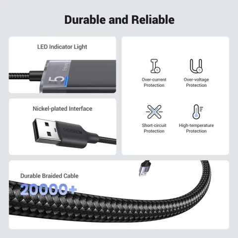 UGreen HUB Ugreen CM653 4x USB-A 3.0 5Gb/s zasilanie LED Czarny UGreen HUB Ugreen CM653 4x USB-A 3.0 5Gb/s zasilanie LED Czarny