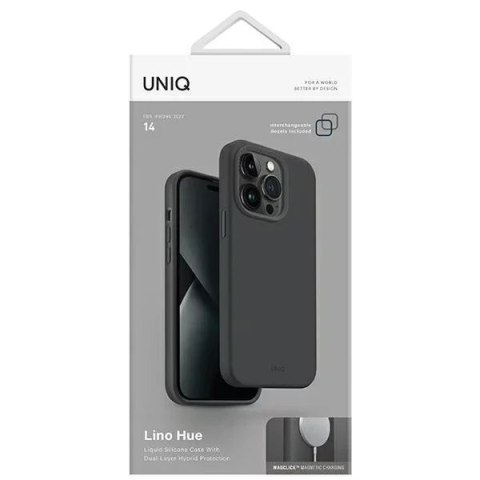 UNIQ Etui na telefon UNIQ Lino Hue do Apple iPhone 14 6,1" Magclick Charging szary/charcoal grey UNIQ Etui na telefon UNIQ Lino Hue do Apple iPhone 14 6,1" Magclick Charging szary/charcoal grey