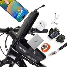 Wildman Torba rowerowa na ramę WILDMAN GX200 2L Zielona Uchwyt na telefon