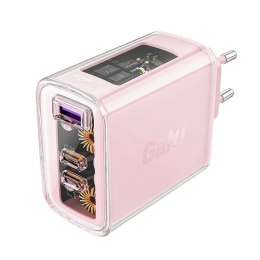 Acefast Ładowarka sieciowa Acefast A45 GaN 65W 3 porty (1xUSB, 2xUSB-C) różowa