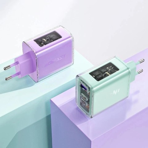 Acefast Ładowarka sieciowa Acefast A45 GaN 65W 3 porty (1xUSB, 2xUSB-C) zielona Acefast Ładowarka sieciowa Acefast A45 GaN 65W 3 porty (1xUSB, 2xUSB-C) zielona