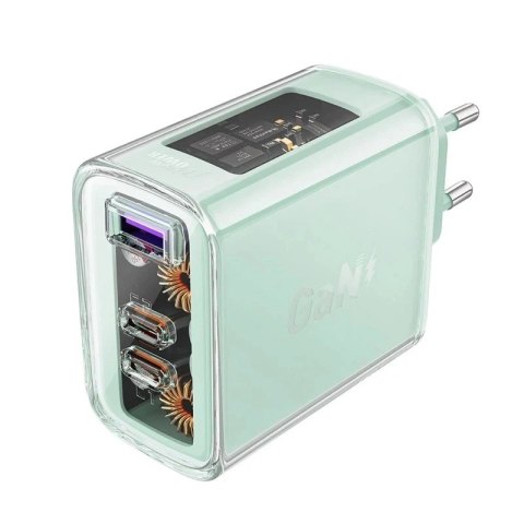 Acefast Ładowarka sieciowa Acefast A45 GaN 65W 3 porty (1xUSB, 2xUSB-C) zielona Acefast Ładowarka sieciowa Acefast A45 GaN 65W 3 porty (1xUSB, 2xUSB-C) zielona