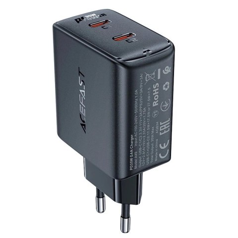 Acefast Ładowarka sieciowa czarna GaN 35W PD 2x USB C Acefast A49 - szybka i bezpieczna Acefast Ładowarka sieciowa czarna GaN 35W PD 2x USB C Acefast A49 - szybka i bezpieczna