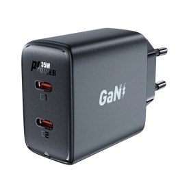 Acefast Ładowarka sieciowa czarna GaN 35W PD 2x USB C Acefast A49 - szybka i bezpieczna