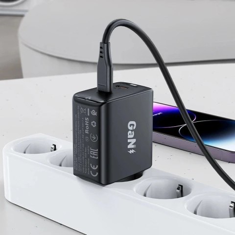 Acefast Ładowarka sieciowa czarna GaN 35W PD 2x USB C Acefast A49 - szybka i bezpieczna Acefast Ładowarka sieciowa czarna GaN 35W PD 2x USB C Acefast A49 - szybka i bezpieczna