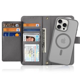 Dux Ducis Etui do iPhone 15 Pro Dux Ducis Lawa Wallet Mag Skórzane Szare
