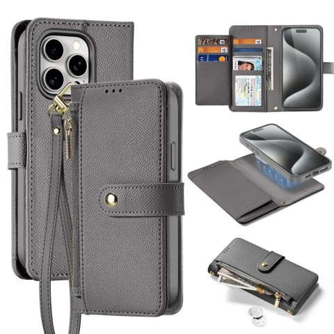 Dux Ducis Etui do iPhone 15 Pro Dux Ducis Lawa Wallet Mag Skórzane Szare Dux Ducis Etui do iPhone 15 Pro Dux Ducis Lawa Wallet Mag Skórzane Szare