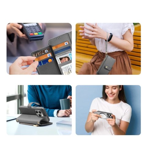 Dux Ducis Etui do iPhone 15 Pro Dux Ducis Lawa Wallet Mag Skórzane Szare Dux Ducis Etui do iPhone 15 Pro Dux Ducis Lawa Wallet Mag Skórzane Szare