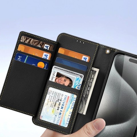Dux Ducis Etui do iPhone 15 Pro Dux Ducis Lawa Wallet Skórzane Mag Czarny Dux Ducis Etui do iPhone 15 Pro Dux Ducis Lawa Wallet Skórzane Mag Czarny