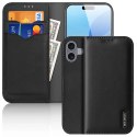 Dux Ducis Etui do iPhone 16 Dux Ducis Hivo Skórzane z RFID i Podstawką Czarne