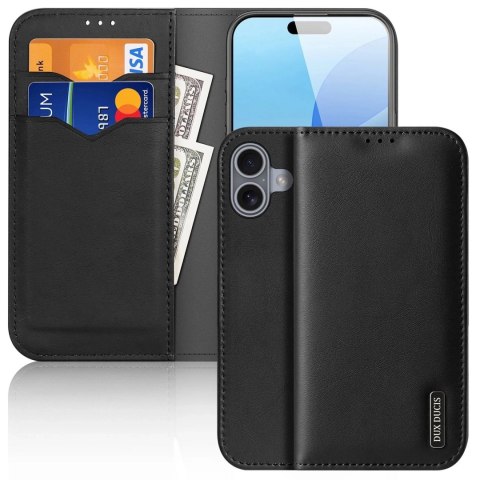 Dux Ducis Etui do iPhone 16 Dux Ducis Hivo Skórzane z RFID i Podstawką Czarne Dux Ducis Etui do iPhone 16 Dux Ducis Hivo Skórzane z RFID i Podstawką Czarne