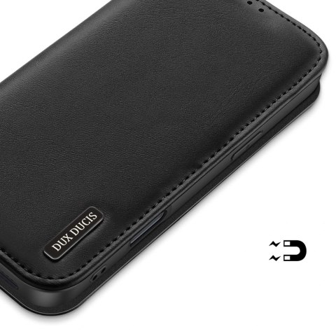 Dux Ducis Etui do iPhone 16 Dux Ducis Hivo Skórzane z RFID i Podstawką Czarne Dux Ducis Etui do iPhone 16 Dux Ducis Hivo Skórzane z RFID i Podstawką Czarne