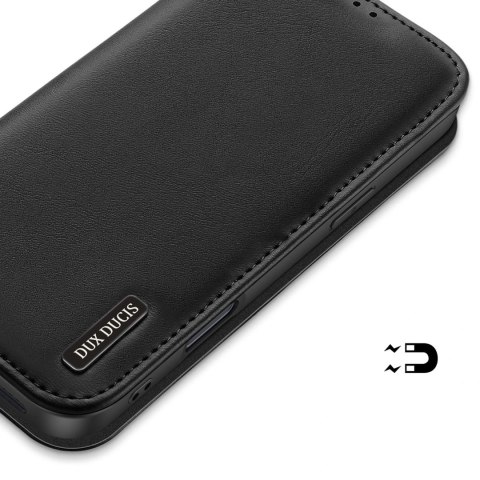 Dux Ducis Etui do iPhone 16 Pro Dux Ducis Hivo Skórzane z RFID Czarne Dux Ducis Etui do iPhone 16 Pro Dux Ducis Hivo Skórzane z RFID Czarne