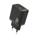 Dudao Ładowarka Dudao 25W GaN USB-A, USB-C | Power Delivery i Quick Charge - Czarna