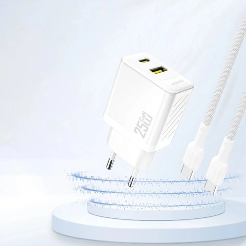 Dudao Ładowarka Dudao A26T 25W GaN USB-A, USB-C | Power Delivery, Quick Charge - Biała Dudao Ładowarka Dudao A26T 25W GaN USB-A, USB-C | Power Delivery, Quick Charge - Biała