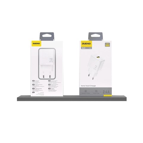 Dudao Ładowarka sieciowa Dudao A23 2.4A USB-A | Szybkie ładowanie | Biała Dudao Ładowarka sieciowa Dudao A23 2.4A USB-A | Szybkie ładowanie | Biała