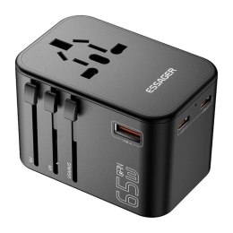 Essager Ładowarka siceiowa podróżna Essager ECT65-LT01-Z 65W z adapterem, czarna