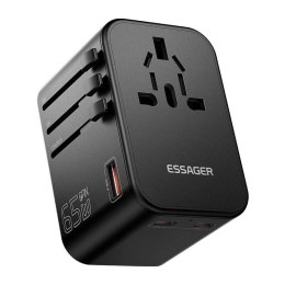 Essager Ładowarka siceiowa podróżna Essager ECT65-LT01-Z 65W z adapterem, czarna