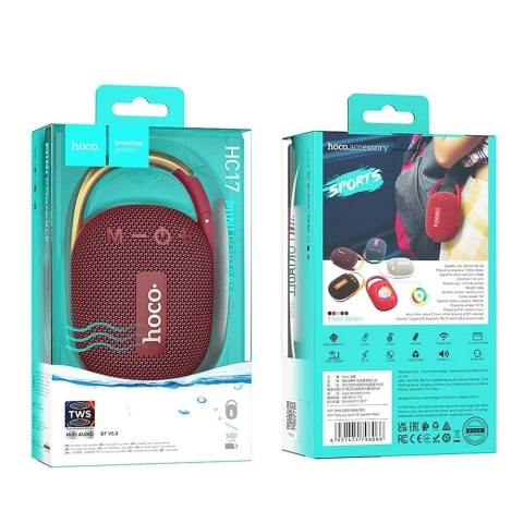 Hoco Głośnik Bluetooth HOCO HC17 Przenośny z Karabińczykiem Bordowy 5W Hoco Głośnik Bluetooth HOCO HC17 Przenośny z Karabińczykiem Bordowy 5W