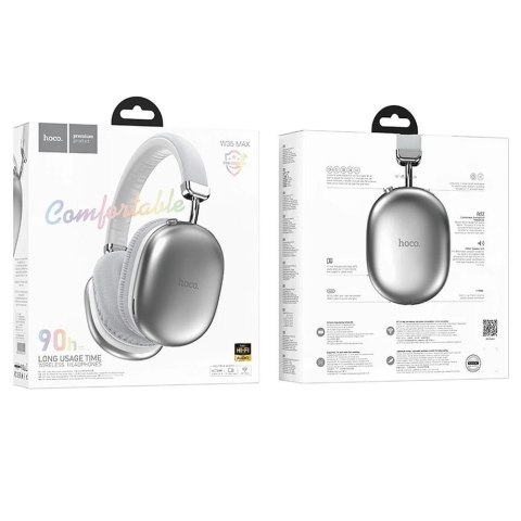 Hoco HOCO Słuchawki Bezprzewodowe Bluetooth W35 Max Srebrne Hoco HOCO Słuchawki Bezprzewodowe Bluetooth W35 Max Srebrne