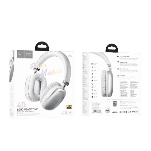 Hoco HOCO Słuchawki Bezprzewodowe Bluetooth W35 Składane Białe Hoco HOCO Słuchawki Bezprzewodowe Bluetooth W35 Składane Białe