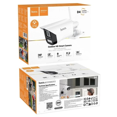 Hoco Kamera zewnętrzna Wi-Fi HOCO D4 Full HD, IR, kolor, IP65 Hoco Kamera zewnętrzna Wi-Fi HOCO D4 Full HD, IR, kolor, IP65