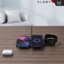 Alogy Ładowarka Indukcyjna Alogy Bezprzewodowa Qi PD QC 3.0 2w1 Szybka do Apple iPhone Airpods Watch Stacja ładująca stojak czarna