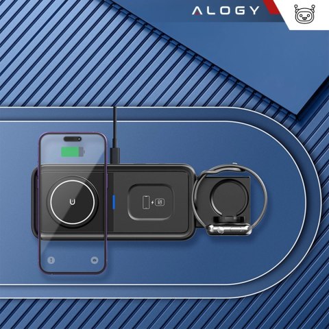 Alogy Ładowarka Indukcyjna Alogy Bezprzewodowa Qi PD QC 3.0 2w1 Szybka do Apple iPhone Airpods Watch Stacja ładująca stojak czarna Alogy Ładowarka Indukcyjna Alogy Bezprzewodowa Qi PD QC 3.0 2w1 Szybka do Apple iPhone Airpods Watch Stacja ładująca stojak czarna